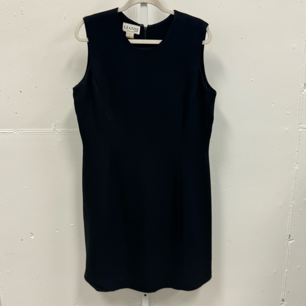 Vintage Gianni Sport Sleeveless Minimalist Classic Sheat Mini Dress Black Sz 16